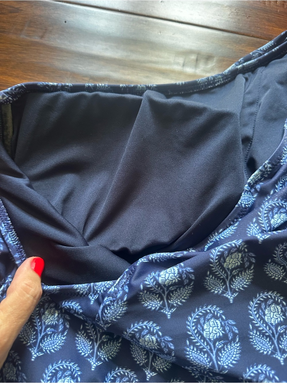 J. Crew Navy Blue Patterned One-Shoulder Swimsuit - Picture 6 of 7